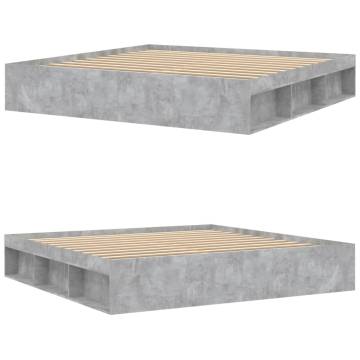 Concrete Grey Bed Frame 200x200 cm | Modern & Durable Design