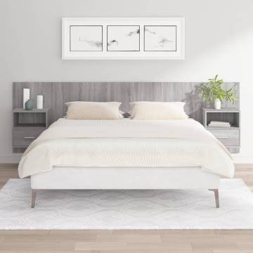 Stylish Grey Sonoma Bed Headboard with Cabinets | Hipomarket