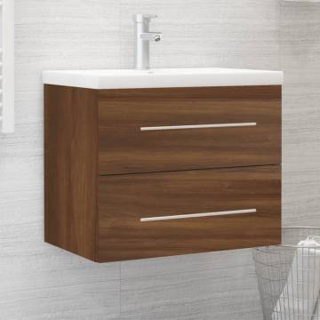 Brown Oak Sink Cabinet with Built-in Basin - Stylish & Practical