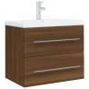 Brown Oak Sink Cabinet with Built-in Basin - Stylish & Practical