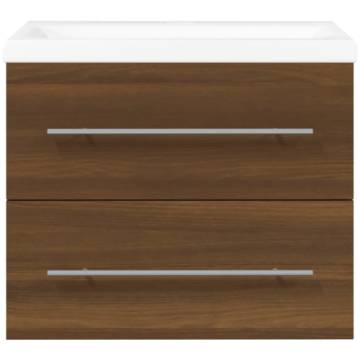 Brown Oak Sink Cabinet with Built-in Basin - Stylish & Practical