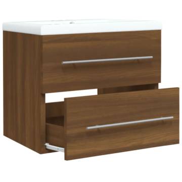 Brown Oak Sink Cabinet with Built-in Basin - Stylish & Practical