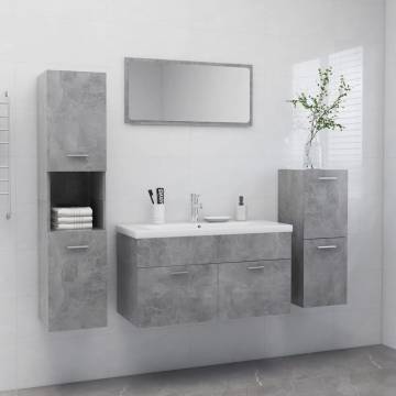 Stylish Bathroom Furniture Set - Concrete Grey Wood