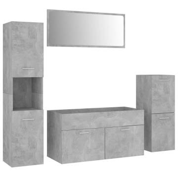 Stylish Bathroom Furniture Set - Concrete Grey Wood