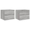 Wall-mounted Bedside Cabinets with LED Lights - Grey Sonoma