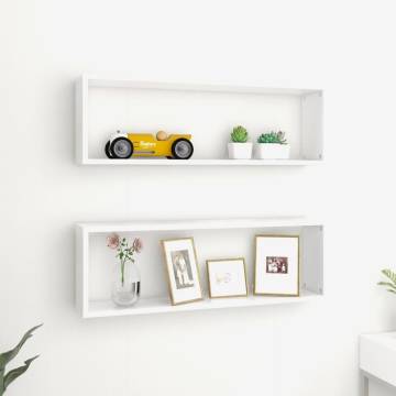 Wall Cube Shelf Set - 2 White Shelves | 80x15x26.5 cm