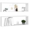 Wall Cube Shelf Set - 2 White Shelves | 80x15x26.5 cm