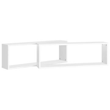 Wall Cube Shelf Set - 2 White Shelves | 80x15x26.5 cm