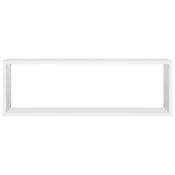 Wall Cube Shelf Set - 2 White Shelves | 80x15x26.5 cm