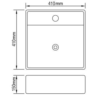 Stylish Ceramic Square Basin with Overflow & Faucet Hole 41x41 cm