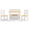 4 Piece Children Table and Chair Set - White & Beige MDF