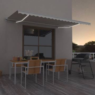 Manual Retractable Awning with LED - 500x350 cm Cream