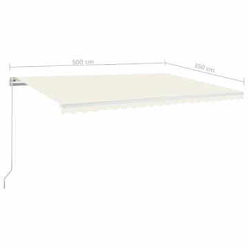 Manual Retractable Awning with LED - 500x350 cm Cream