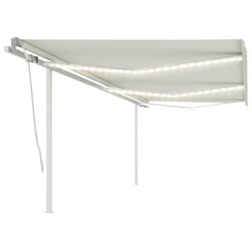 Manual Retractable Awning with LED - Cream 6x3.5 m