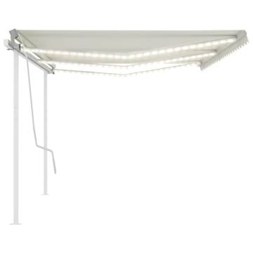 Manual Retractable Awning with LED - Cream 6x3.5 m