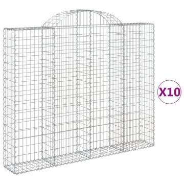 Arched Gabion Baskets - 10 pcs Galvanised Iron | HipoMarket