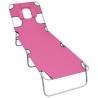 Folding Sun Lounger with Head Cushion Steel Magento Pink Colour magento pink Quantity in Package 1 