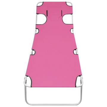 Folding Sun Lounger with Head Cushion - Magento Pink