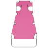 Folding Sun Lounger with Head Cushion - Magento Pink