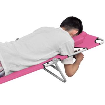 Folding Sun Lounger with Head Cushion - Magento Pink