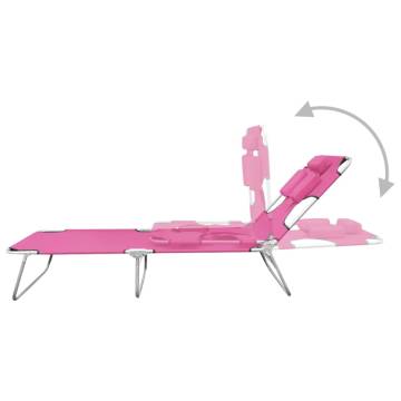 Folding Sun Lounger with Head Cushion - Magento Pink