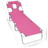 Folding Sun Lounger with Head Cushion - Magento Pink