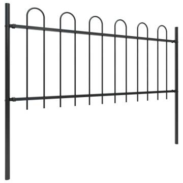 Elegant Garden Fence with Hoop Top - 15.3m Black Steel