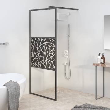 Walk-in Shower Wall 90x195cm ESG Glass - Black Stone Design