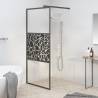 Walk-in Shower Wall 90x195cm ESG Glass with Stone Design Black Colour black Size 90 x 195 cm Model glass and stone 