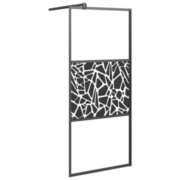 Walk-in Shower Wall 90x195cm ESG Glass - Black Stone Design