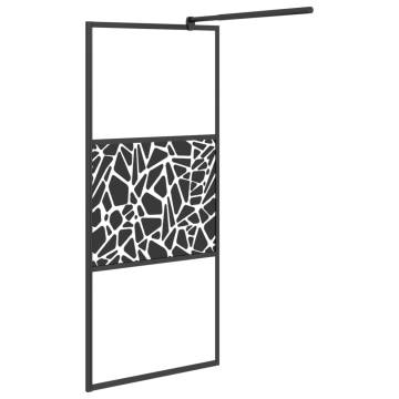 Walk-in Shower Wall 90x195cm ESG Glass - Black Stone Design