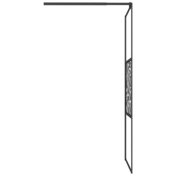 Walk-in Shower Wall 90x195cm ESG Glass - Black Stone Design