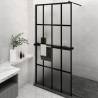 Walk-in Shower Wall with Shelf Black 118x190 cm - ESG Glass