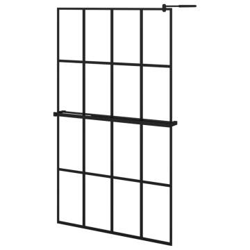 Walk-in Shower Wall with Shelf Black 118x190 cm - ESG Glass