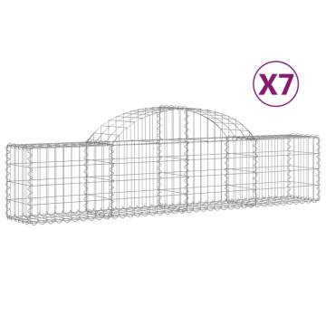 Arched Gabion Baskets - 7 pcs Galvanised Iron Garden Barrier