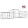 Arched Gabion Baskets - 7 pcs Galvanised Iron Garden Barrier