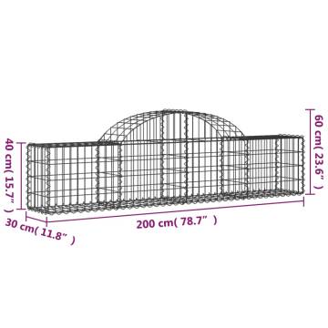 Arched Gabion Baskets - 7 pcs Galvanised Iron Garden Barrier