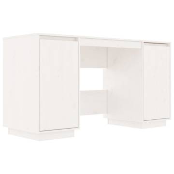 Desk White 140x50 cm - Solid Wood Pine for Home & Office