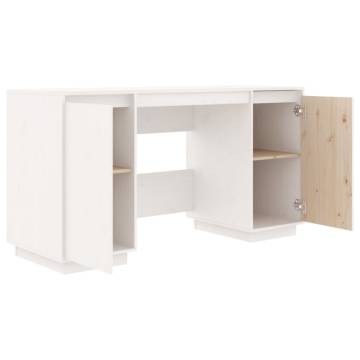 Desk White 140x50 cm - Solid Wood Pine for Home & Office