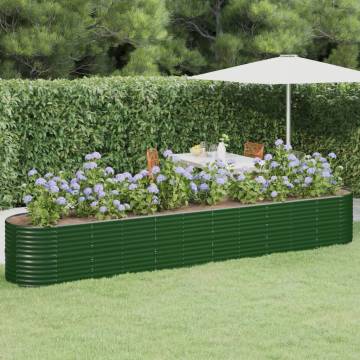 Garden Raised Bed Powder-coated Steel 440x80x68 cm Green