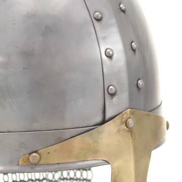 Antique Crusader Knight Helmet Replica - LARP Silver Steel