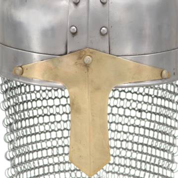 Antique Crusader Knight Helmet Replica - LARP Silver Steel