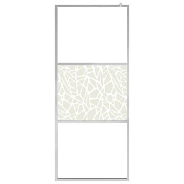 Walk-in Shower Wall ESG Glass Stone Design 100x195 cm