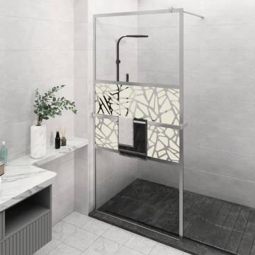 Walk-in Shower Wall with Shelf Chrome 115x195 cm - ESG Glass