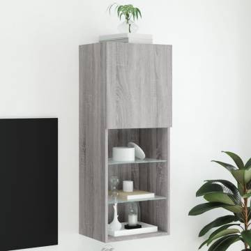 Stylish TV Cabinet with LED Lights - Grey Sonoma 40.5x30x102 cm