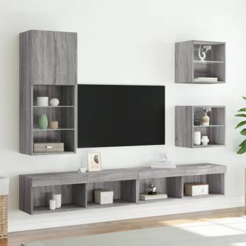 Stylish TV Cabinet with LED Lights - Grey Sonoma 40.5x30x102 cm