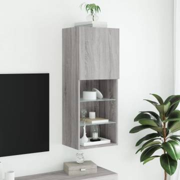 Stylish TV Cabinet with LED Lights - Grey Sonoma 40.5x30x102 cm