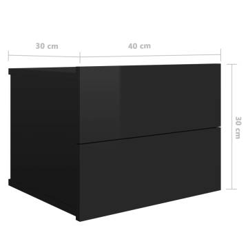 High Gloss Black Bedside Cabinet - Stylish & Durable (40x30 cm)