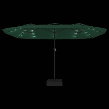 Double-Head Parasol with LEDs Green - Shade & Style (449x245 cm)