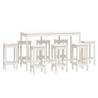 9 Piece Bar Set - White Solid Wood Pine | HipoMarket